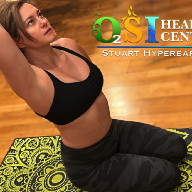 Anya warming up for yoga at OSI Health Center in Stuart Florida